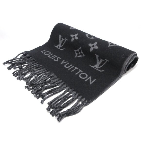 LOUIS VUITTON Muffler All About Monogram Noir Scarf Wool 770-063025 - Picture 1 of 5